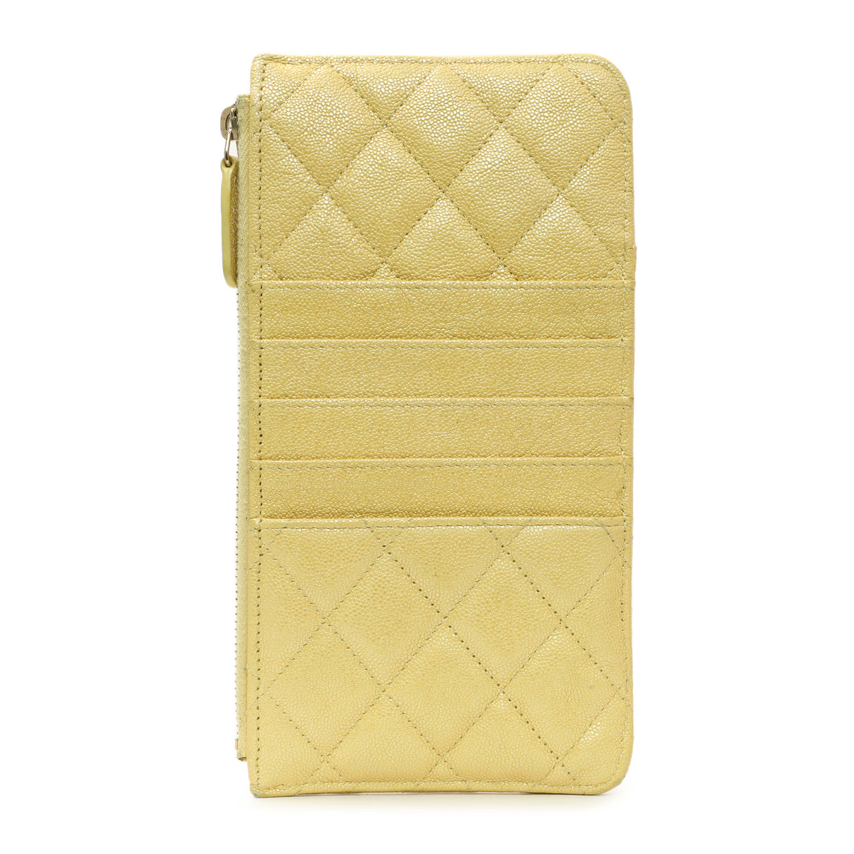 Chanel Yellow Iridescent Caviar Classic Phone Pouch Accessories Chanel