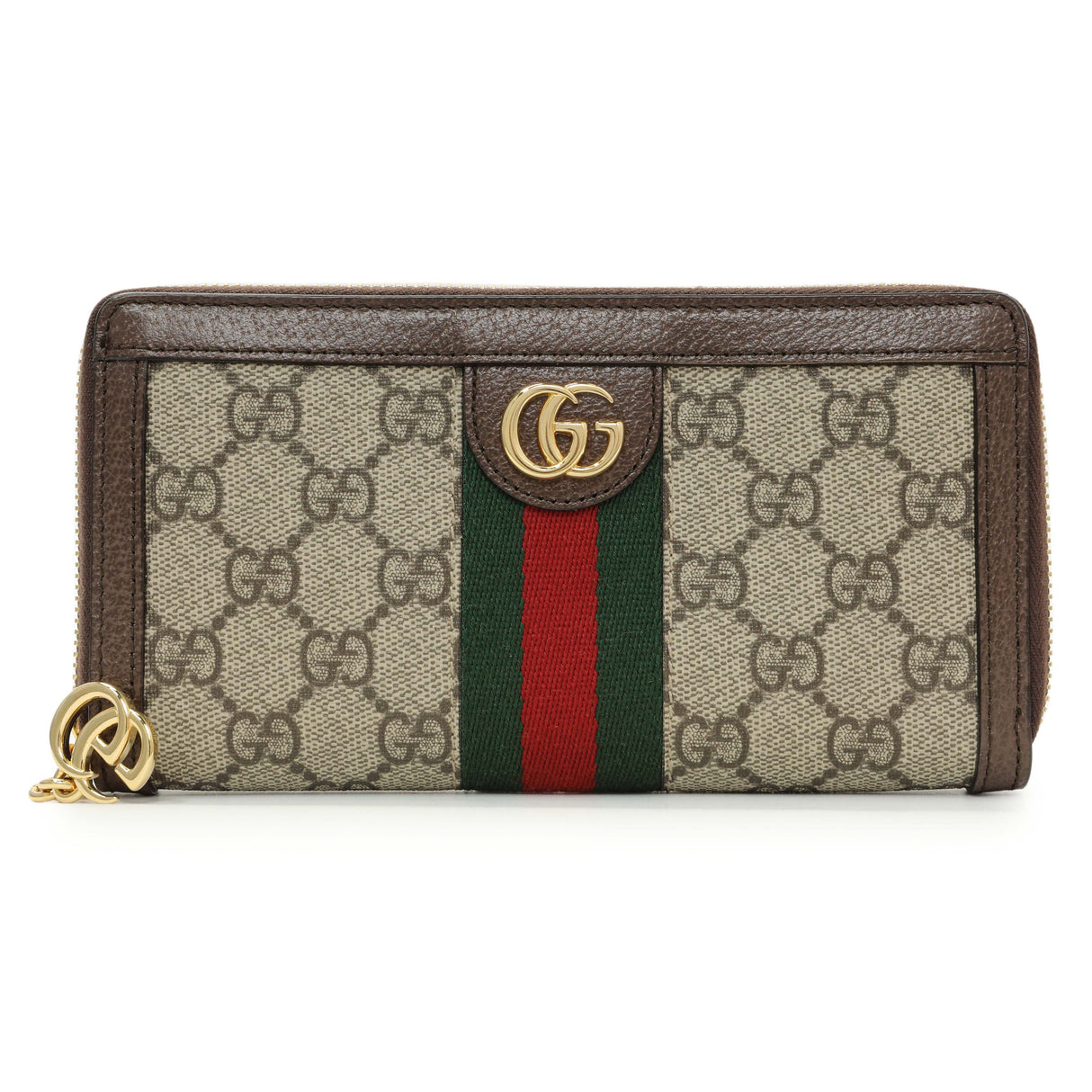 Gucci GG Supreme Monogram Web Ophidia Zip Around Wallet Accessories Gucci