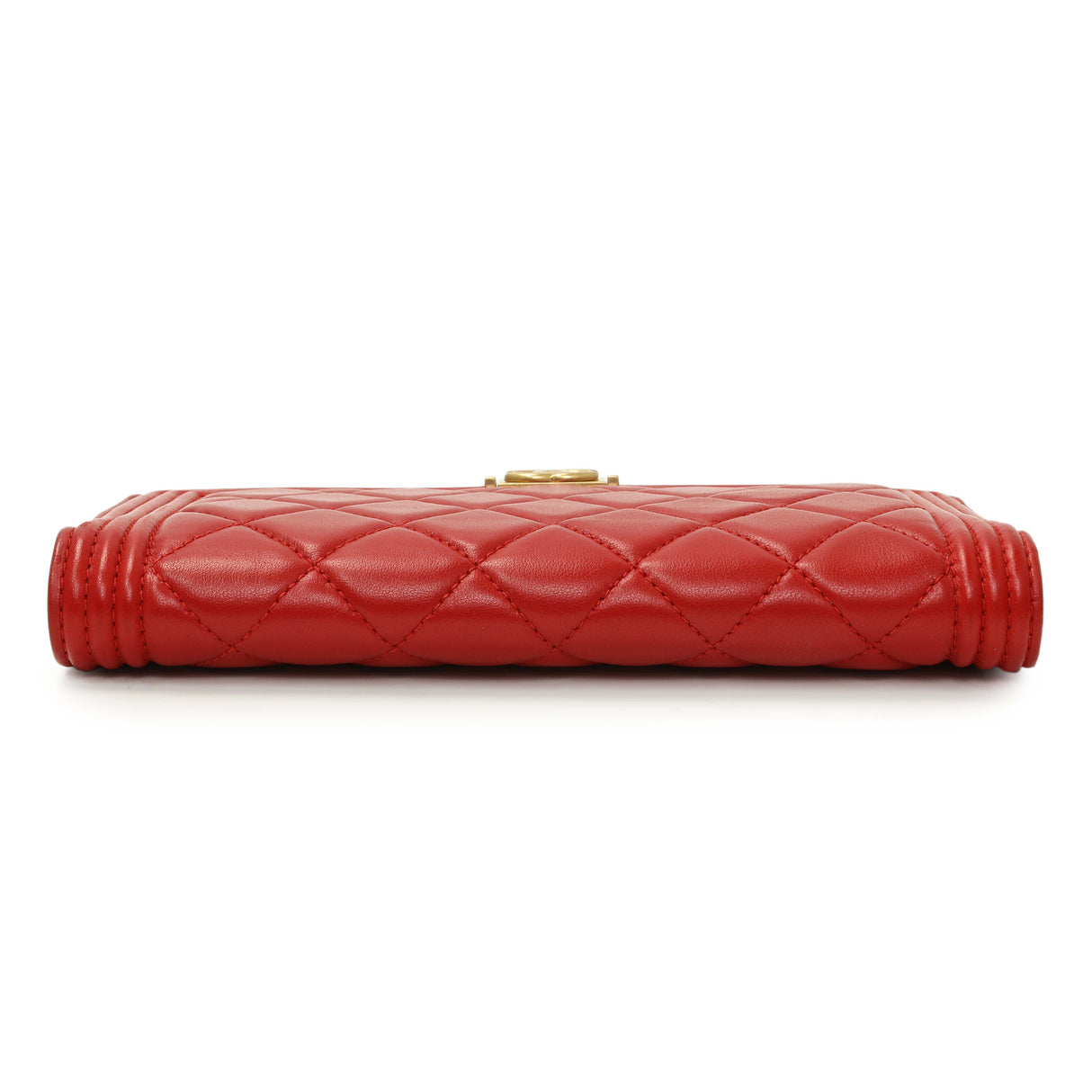 Chanel Red Quilted Lambskin Boy Yen Wallet Accessories Chanel