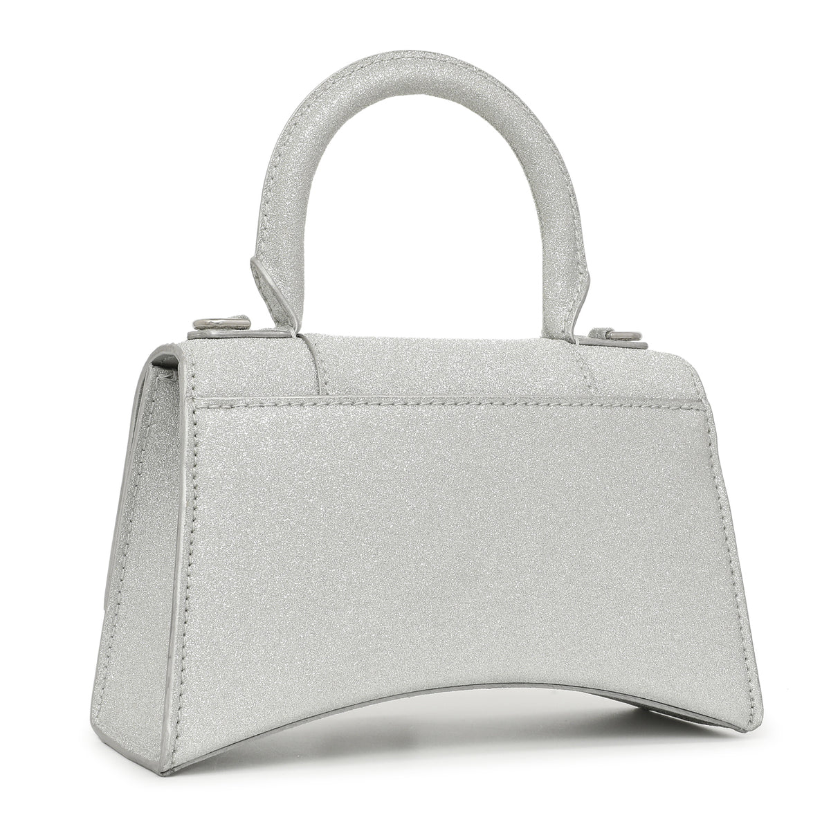 Balenciaga Silver Sparkling Fabric Hourglass Top Handle Bag XS Handbags Balenciaga