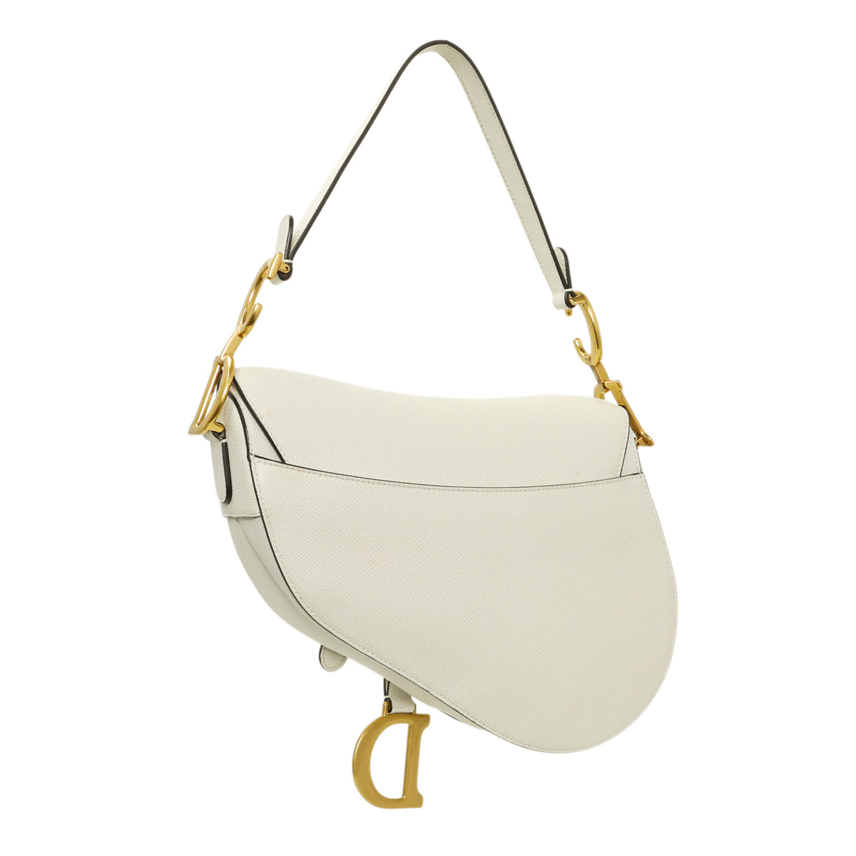 Christian Dior White Grained Calfskin Saddle Bag Handbags Christian Dior