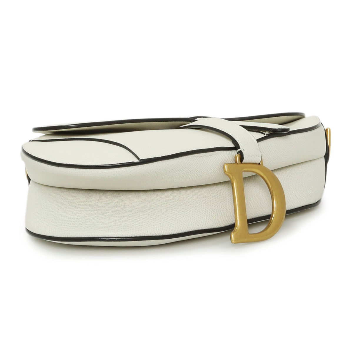 Christian Dior White Grained Calfskin Saddle Bag Handbags Christian Dior