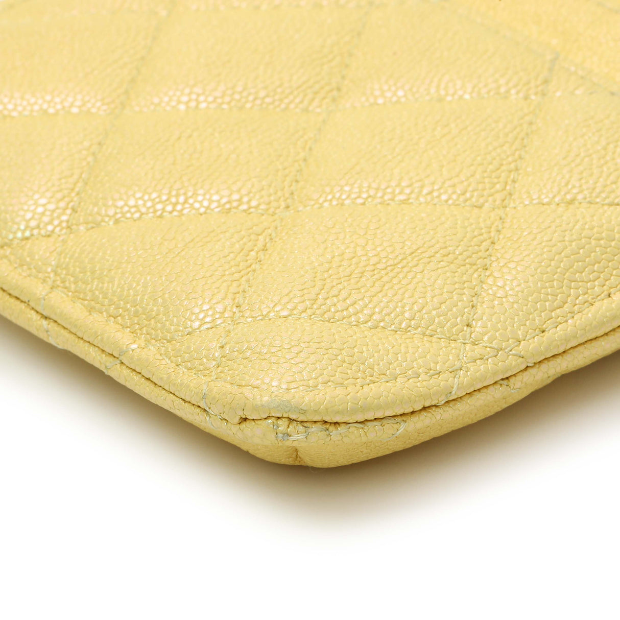 Chanel Yellow Iridescent Caviar Classic Phone Pouch Accessories Chanel