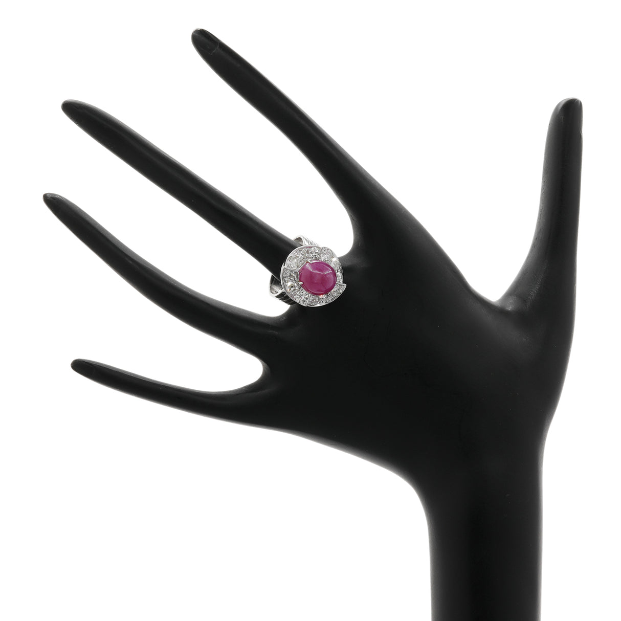 14K White Gold 5.57 Carat Ruby Diamond Halo Ring Fine Jewellery Modaselle