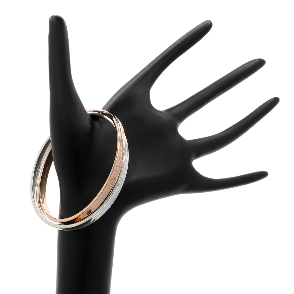 Tiffany & Co. 18K Rose Gold Sterling Silver 1837 Interlocking Circles Bangle Designer Jewellery Tiffany and Co