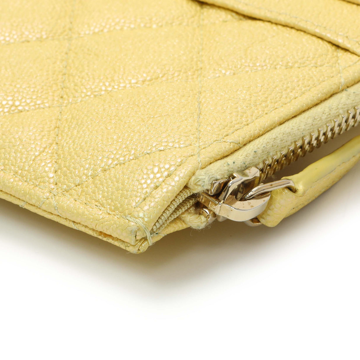 Chanel Yellow Iridescent Caviar Classic Phone Pouch Accessories Chanel