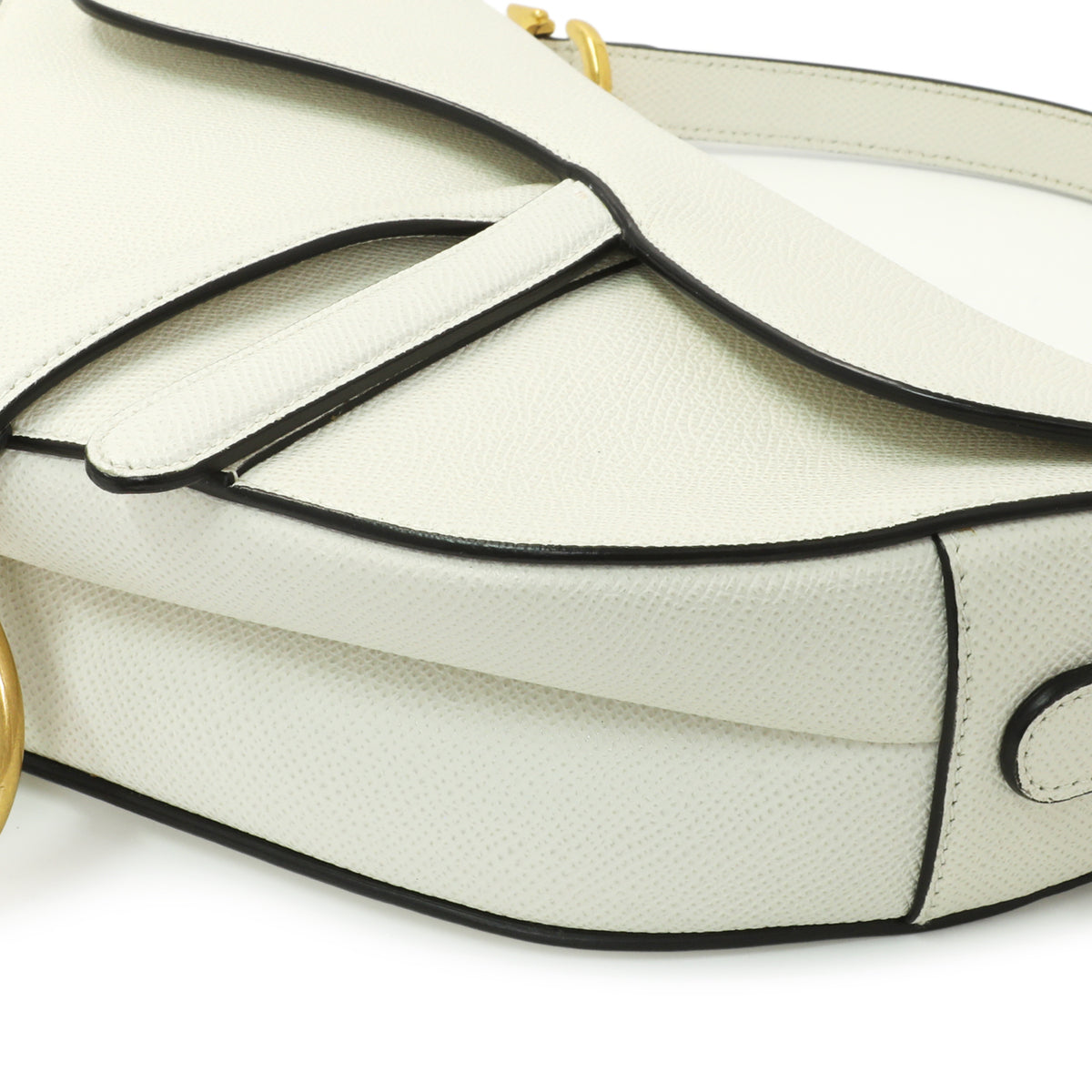Christian Dior White Grained Calfskin Saddle Bag Handbags Christian Dior
