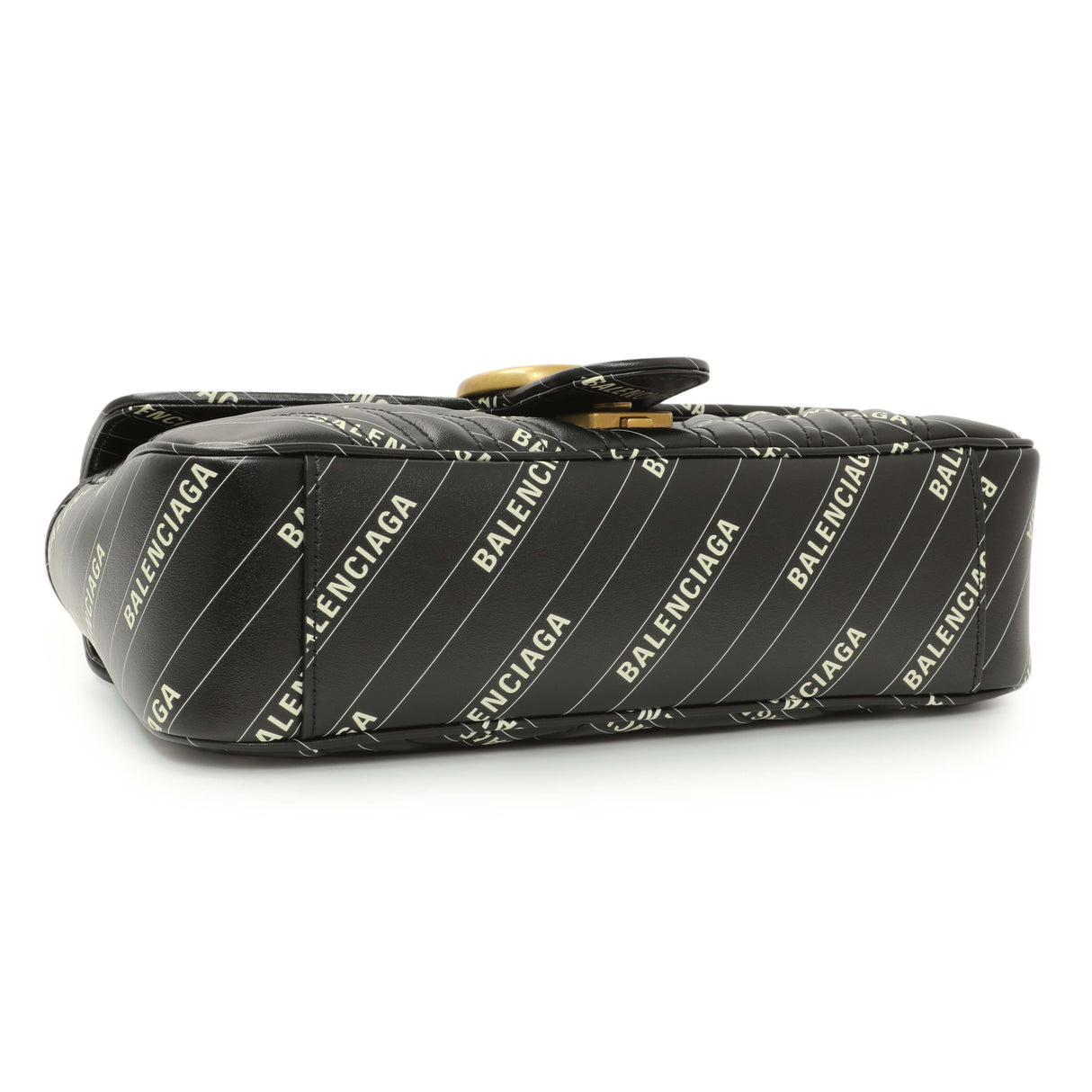 Gucci X Balenciaga Calfskin Matelasse Logo Print Small GG Marmont Shoulder Bag Handbags Gucci