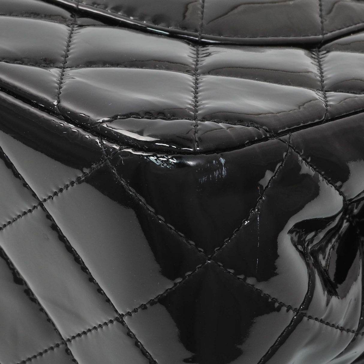 Chanel Black Quilted Patent Jumbo Double Flap Handbags Chanel
