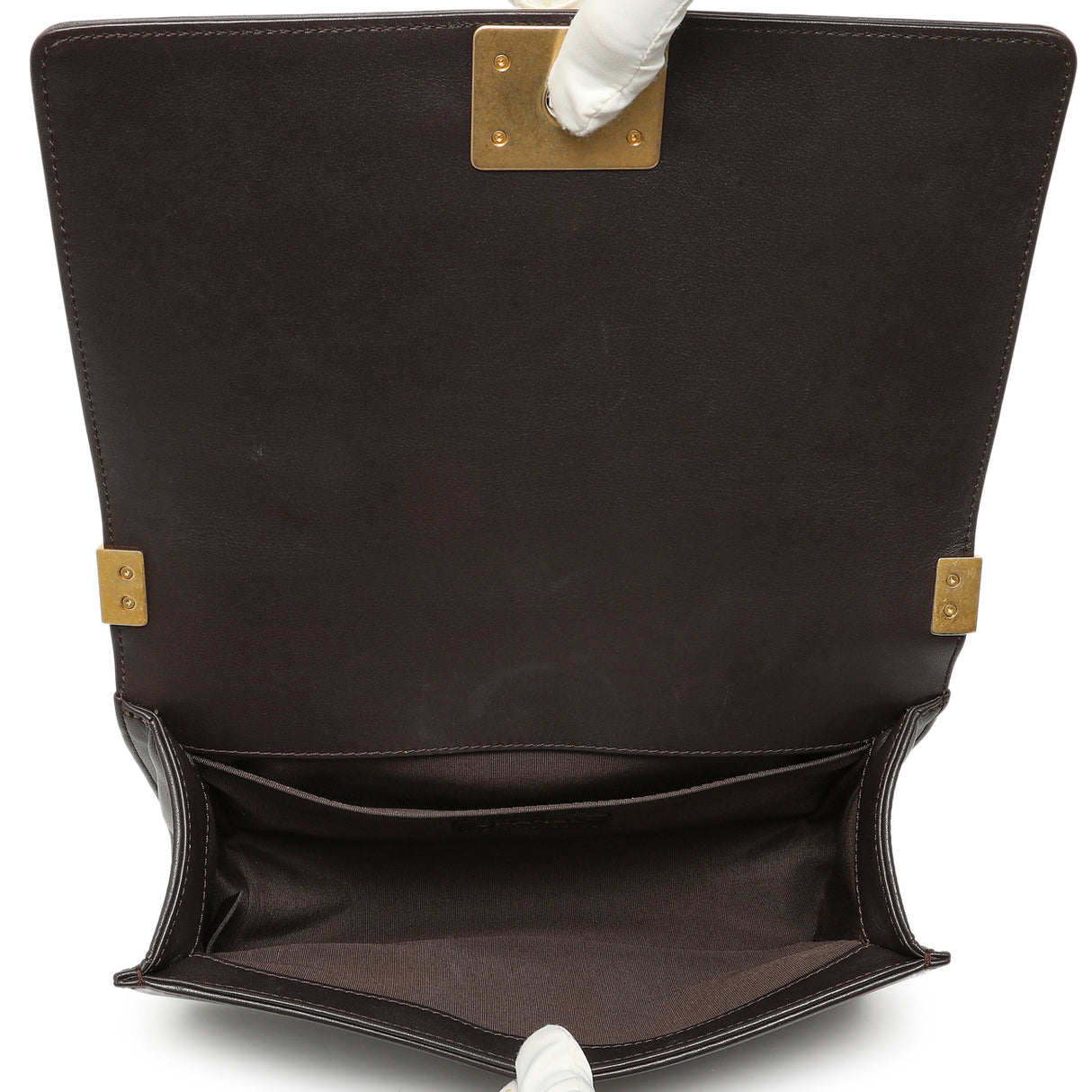 Chanel Dark Brown Quilted Calfskin Medium Boy Bag Handbags Chanel