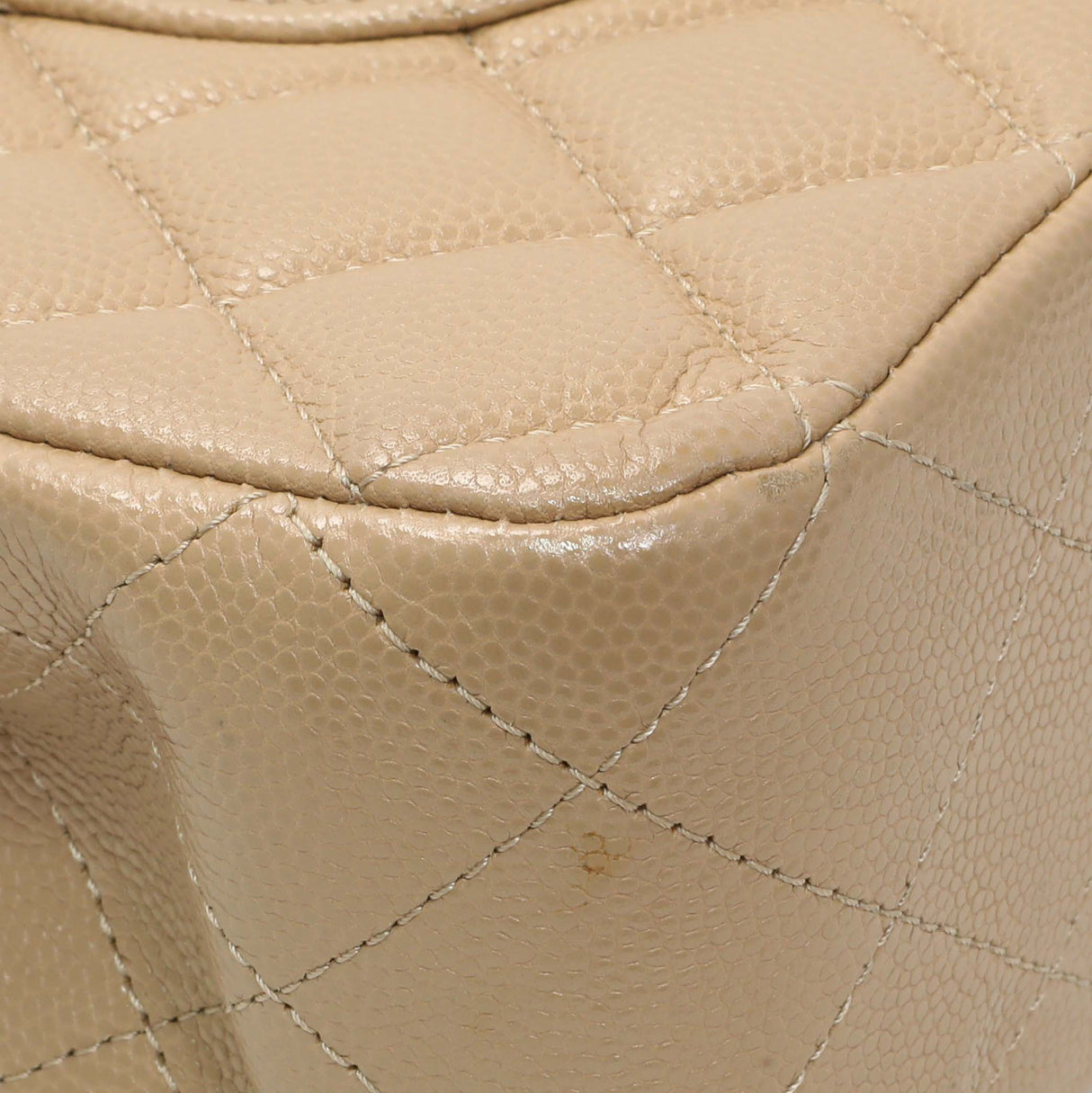 Chanel Beige Quilted Caviar Medium Double Flap Handbags Chanel