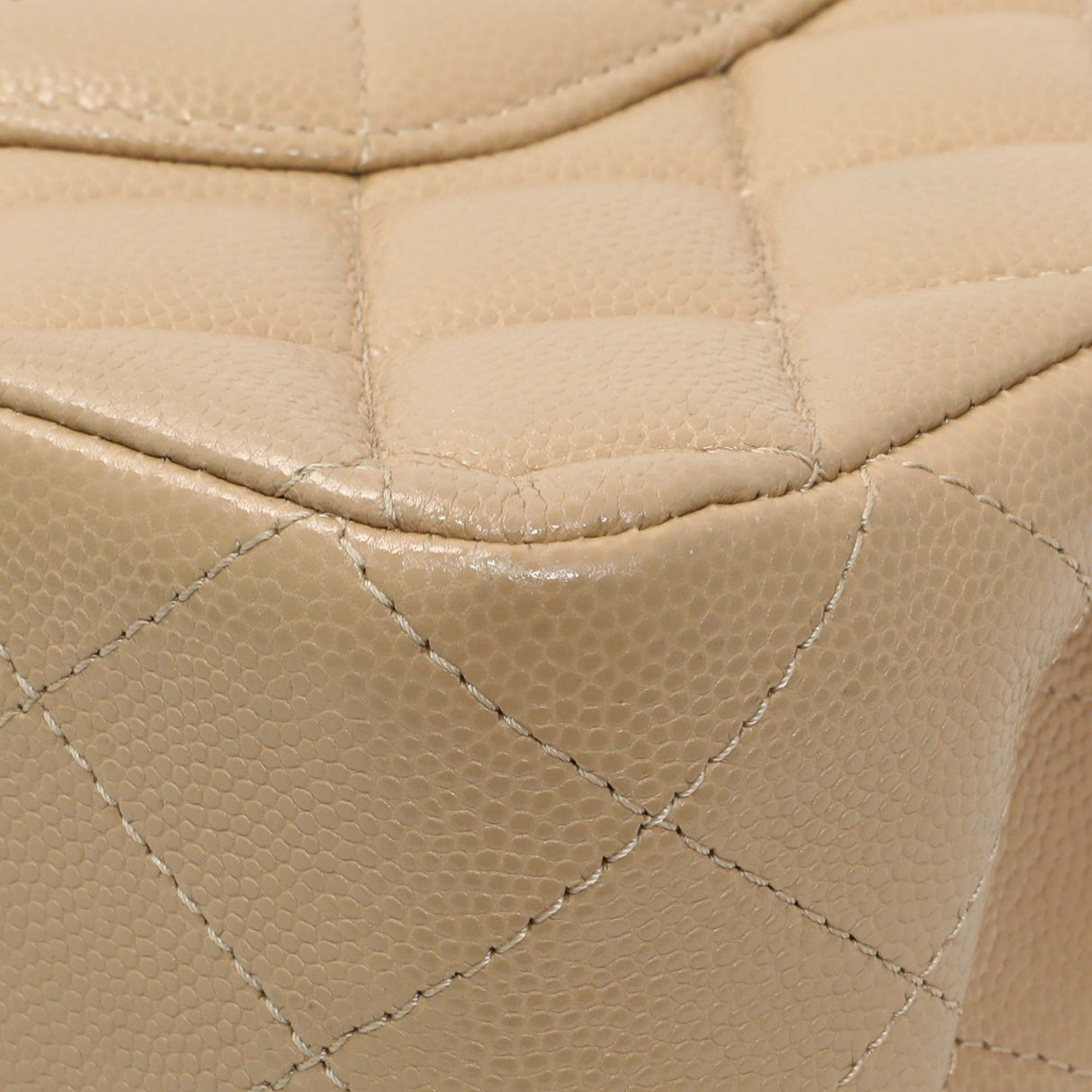 Chanel Beige Quilted Caviar Medium Double Flap Handbags Chanel