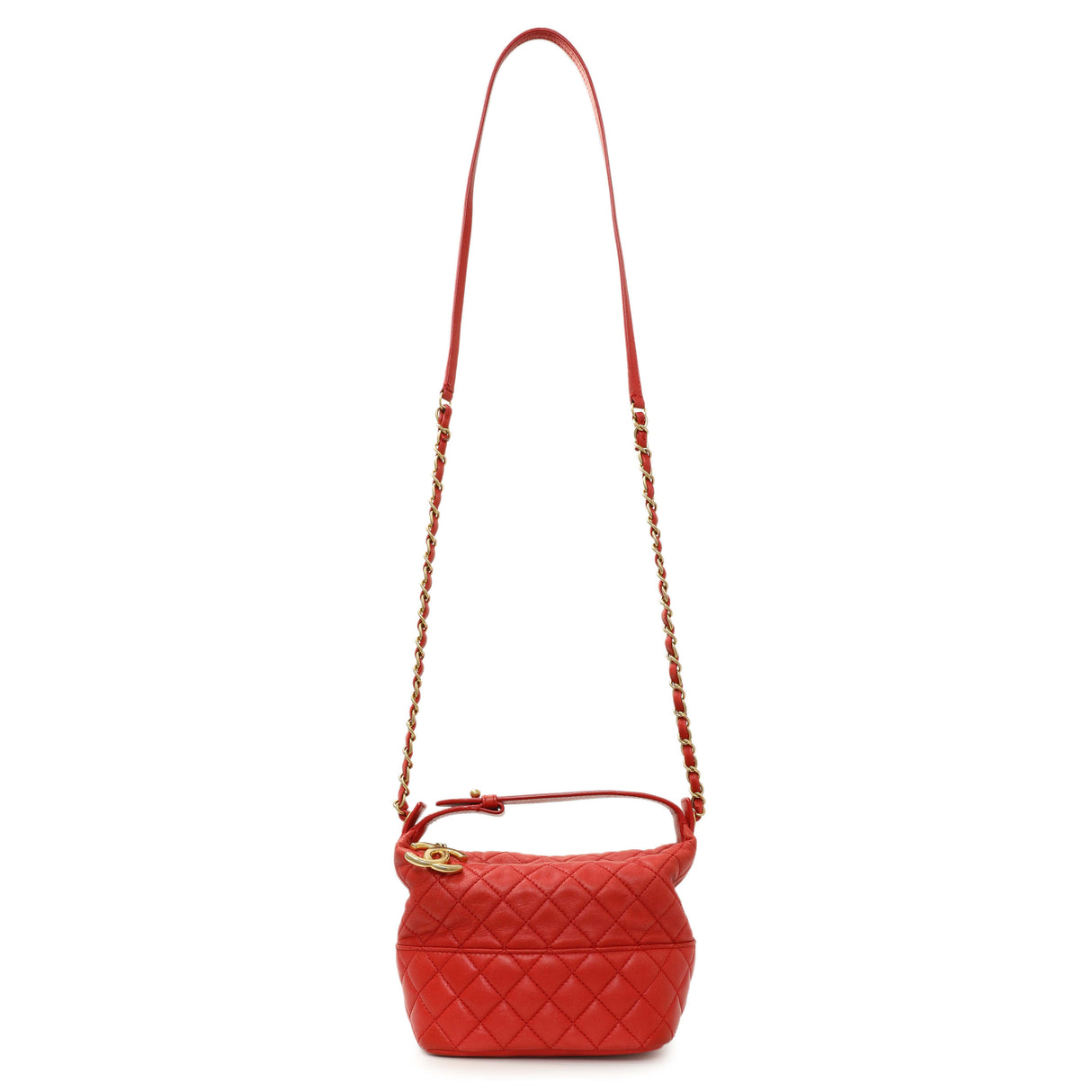 Chanel Red Quilted Lambskin Small Hobo Handbags Chanel