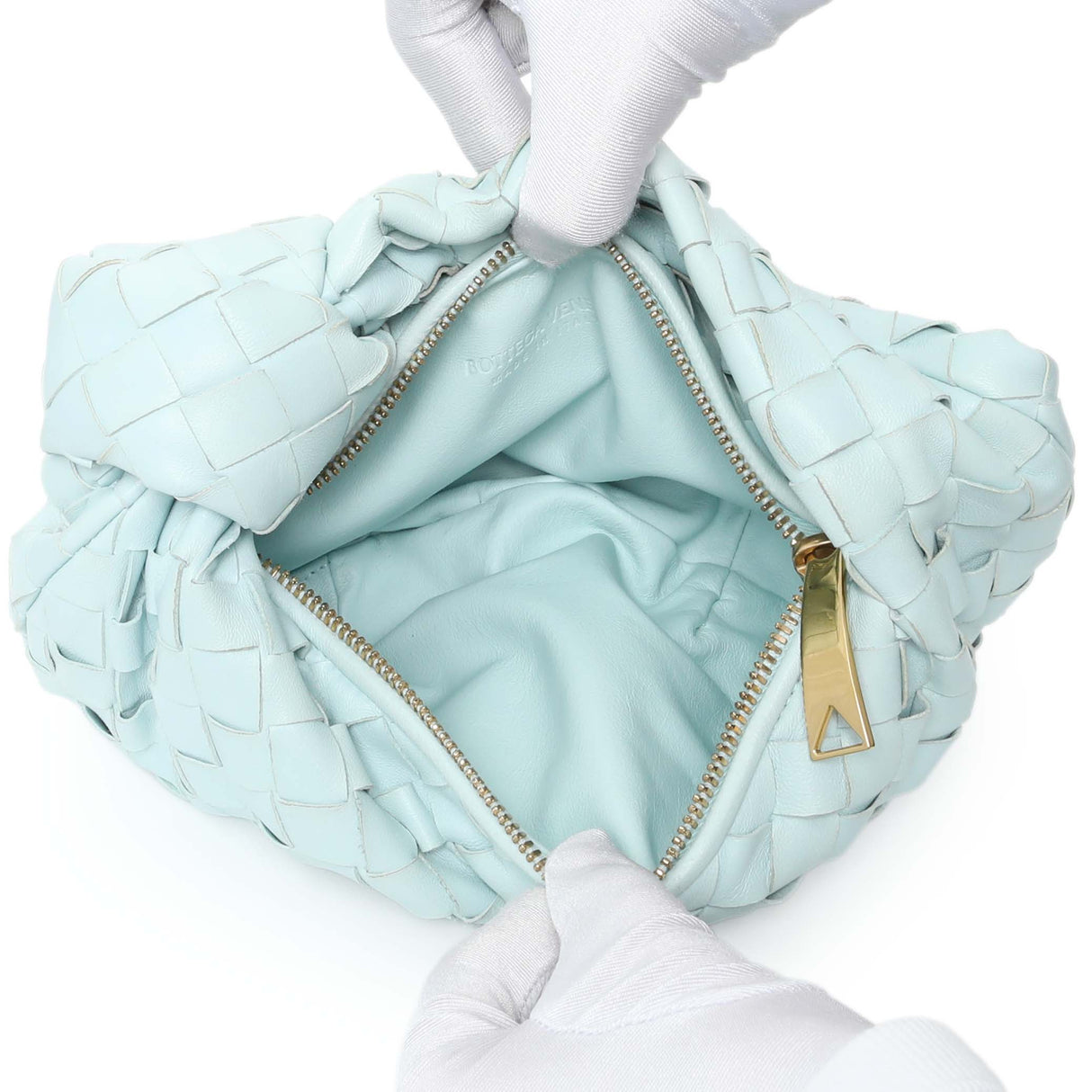 Bottega Veneta Light Blue Nappa Intrecciato Mini Jodie Handbags Bottega Veneta