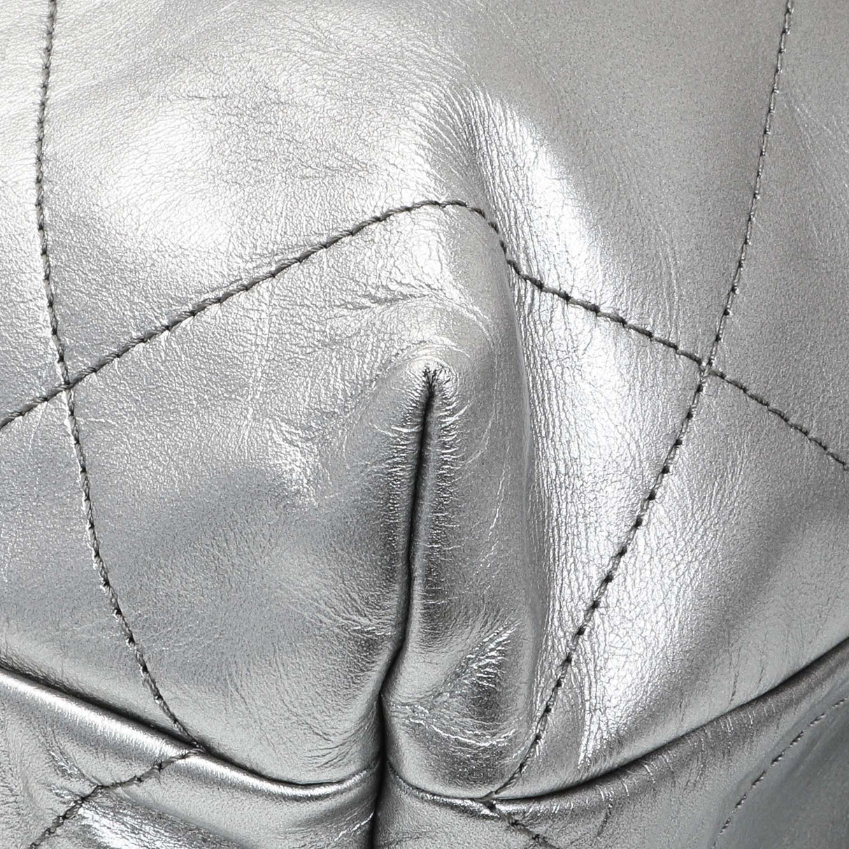 Chanel Black Silver Metallic Shaded Quilted Shiny Calfskin Small Chanel 22 Handbags Chanel