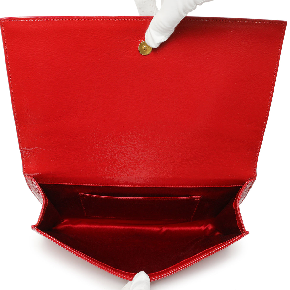 Saint Laurent Red Textured Patent Monogram Large Belle De Jour Clutch Handbags Saint Laurent