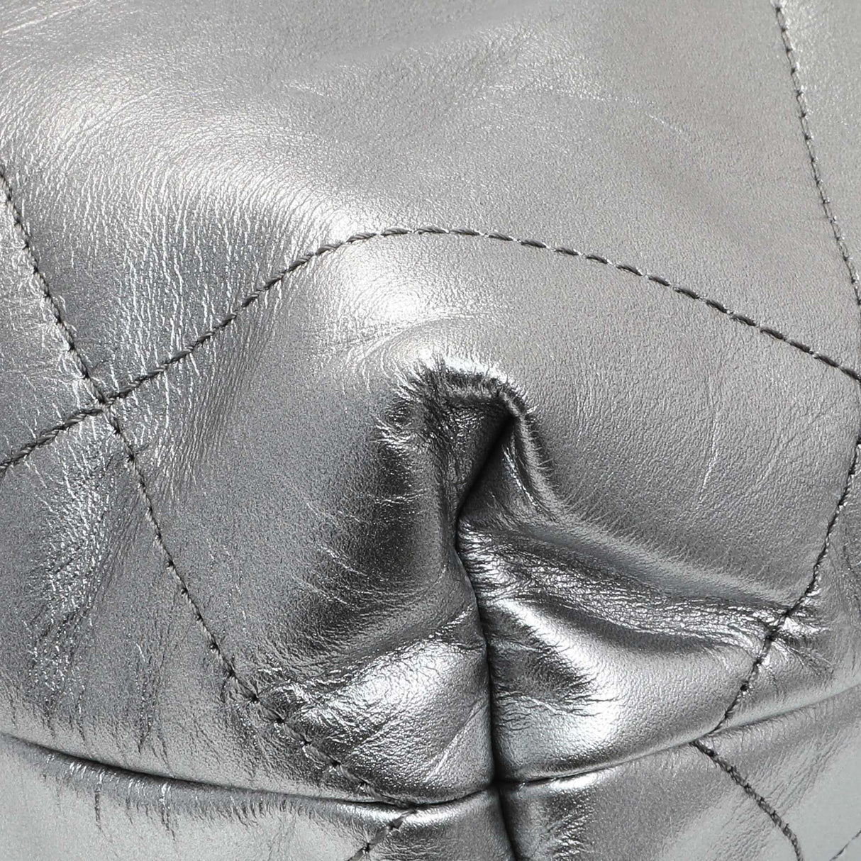 Chanel Black Silver Metallic Shaded Quilted Shiny Calfskin Small Chanel 22 Handbags Chanel