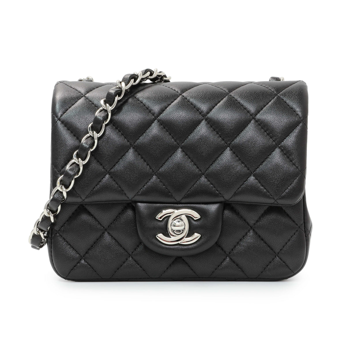 Chanel Black Quilted Lambskin Mini Square Flap Handbags Chanel