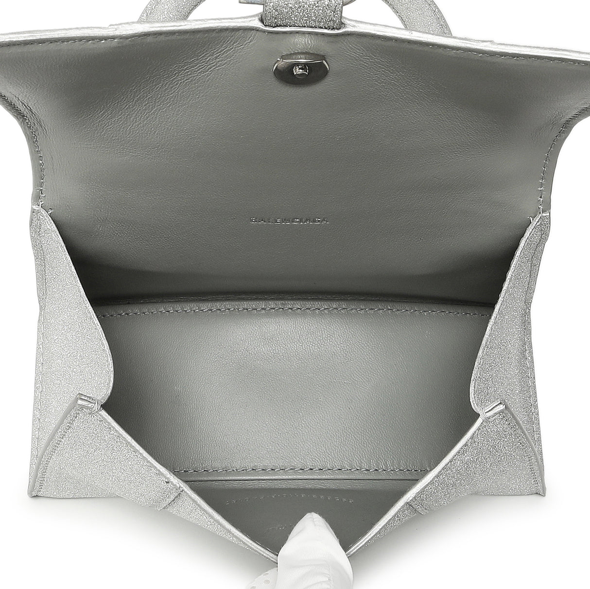 Balenciaga Silver Sparkling Fabric Hourglass Top Handle Bag XS Handbags Balenciaga