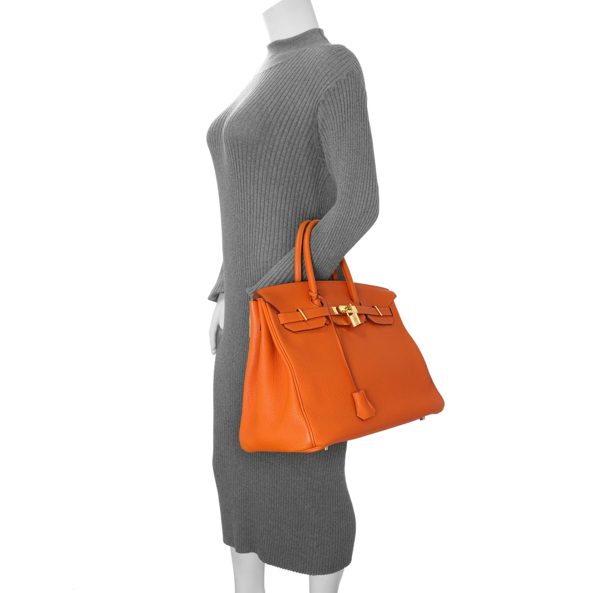Hermes Orange Clemence Birkin 35 Handbags Hermes
