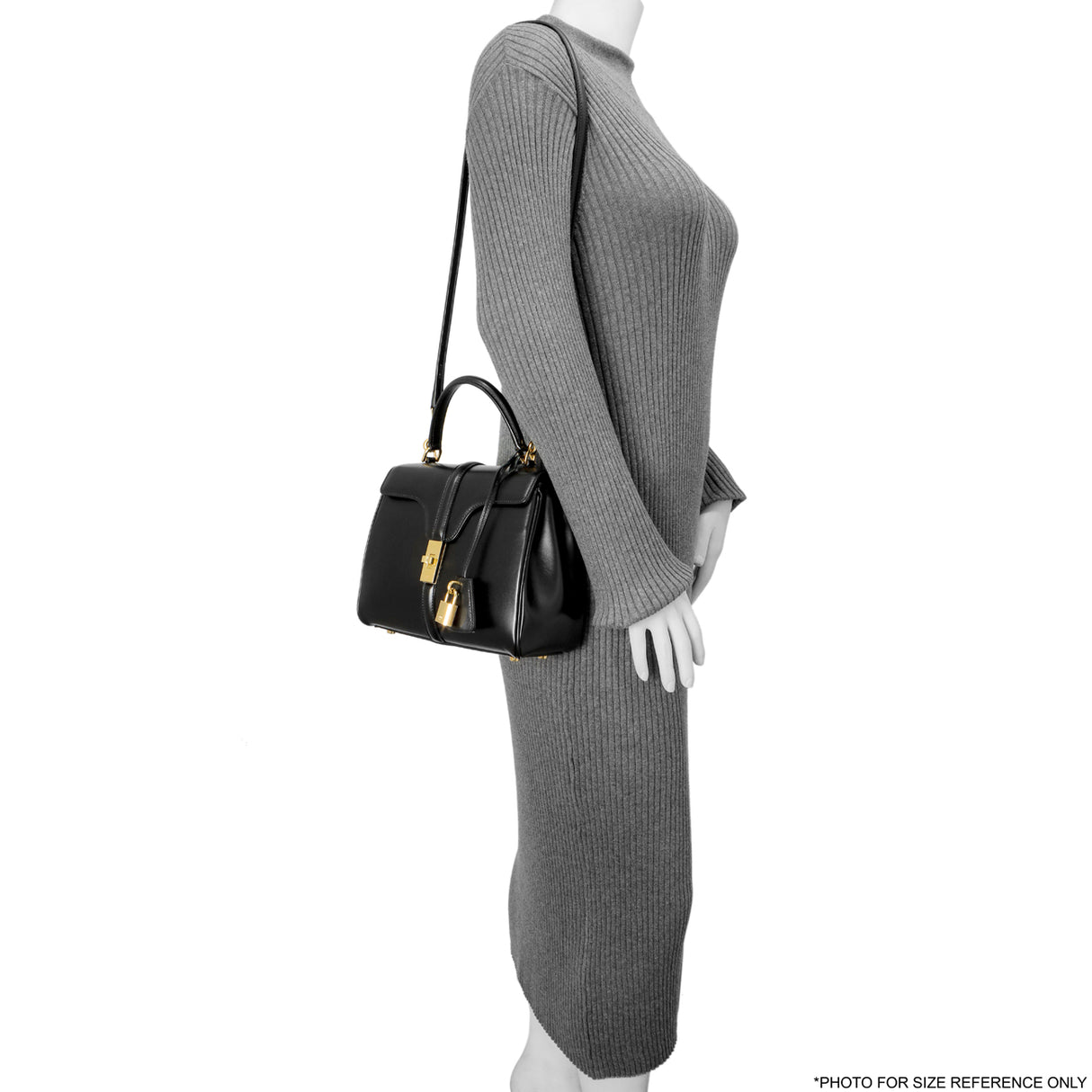 Celine Black Calfskin Small 16 Top Handle Bag Handbags Celine