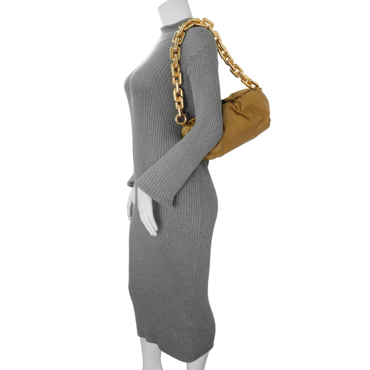 Bottega Veneta Moutarde Calfskin The Pouch Chain Handbags Bottega Veneta