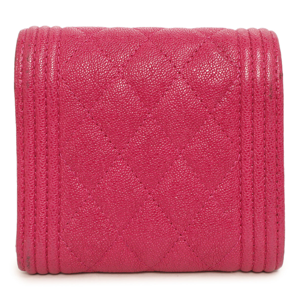 Chanel Fuchsia Quilted Caviar Boy Compact Wallet Accessories Chanel