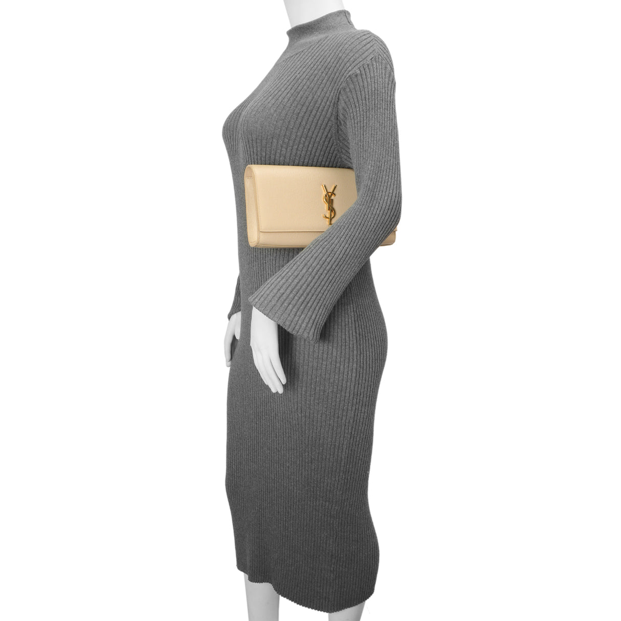 Saint Laurent Beige Grain De Poudre Monogram Cassandre Clutch Handbags Saint Laurent