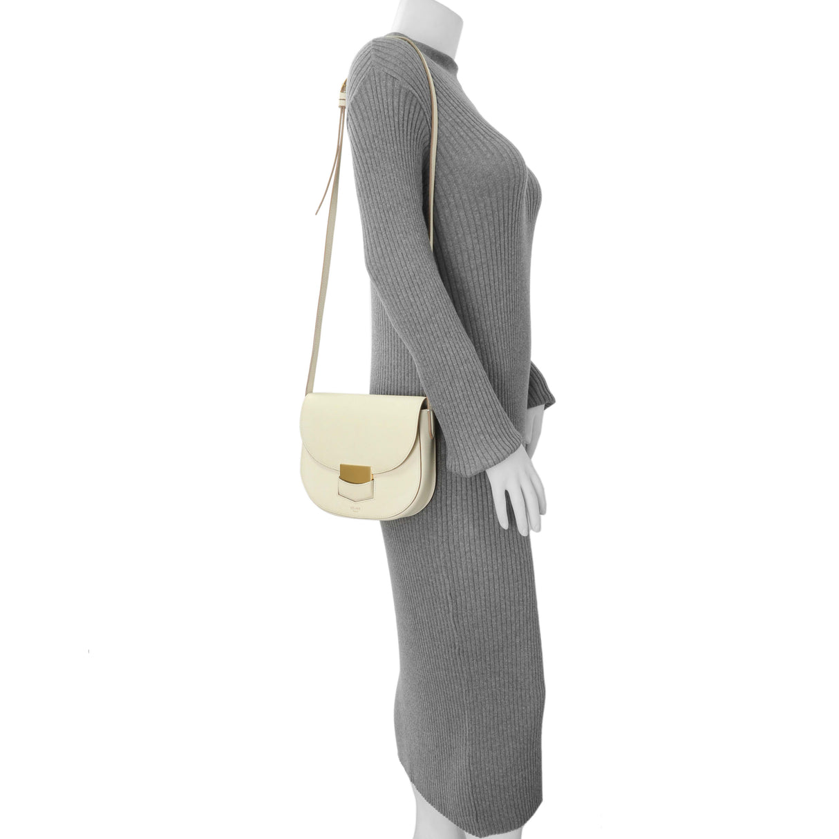 Celine Ivory Grained Calfskin Small Trotteur Handbags Celine