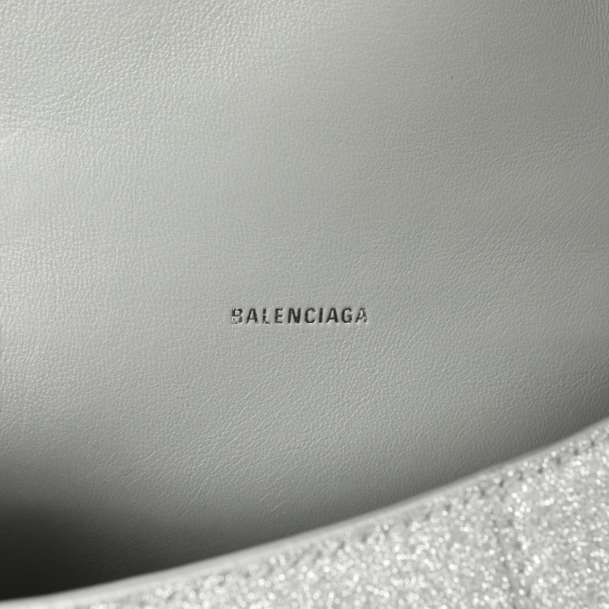 Balenciaga Silver Sparkling Fabric Hourglass Top Handle Bag XS Handbags Balenciaga