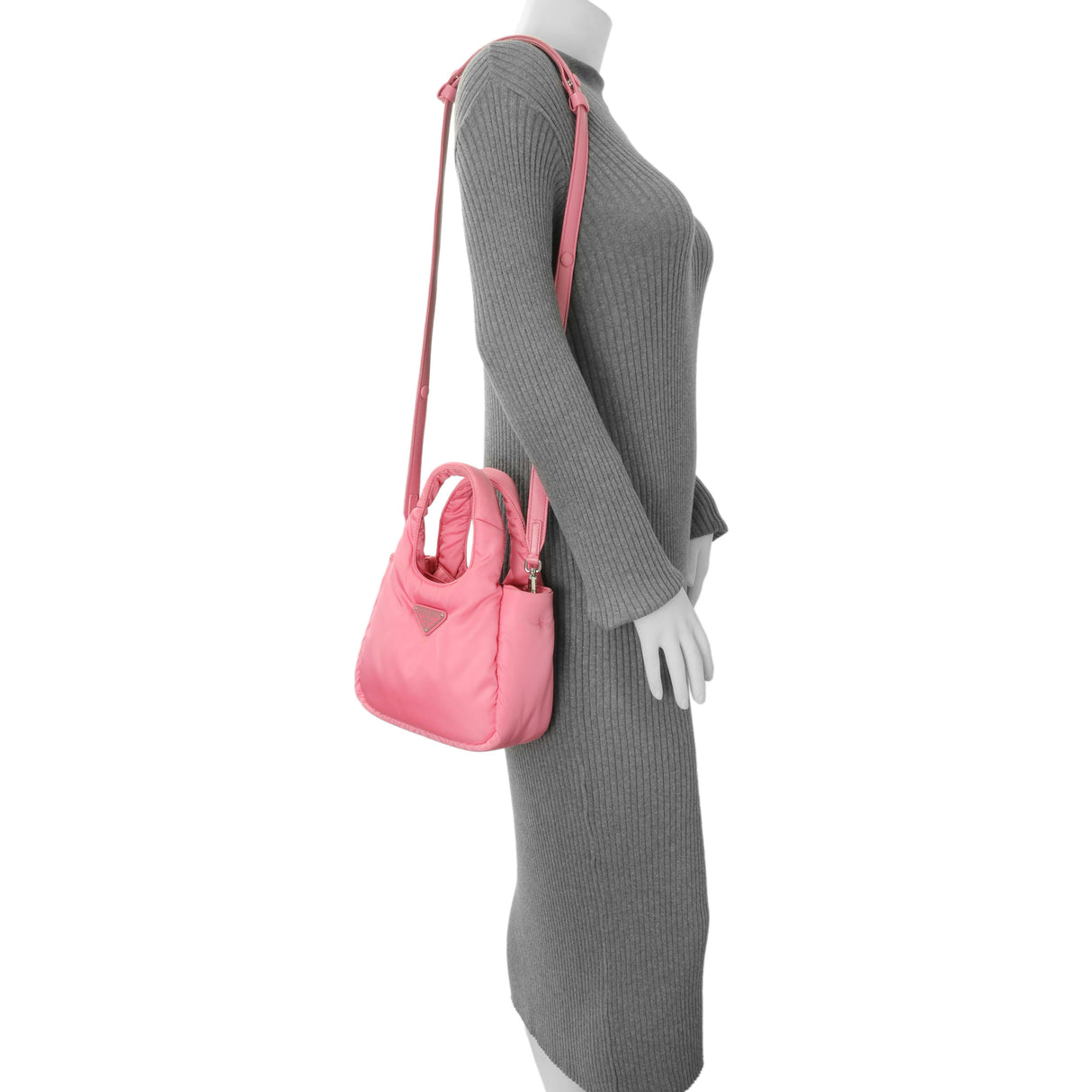 Prada Pink Re-Nylon Mini Padded Soft Tote Handbags Prada