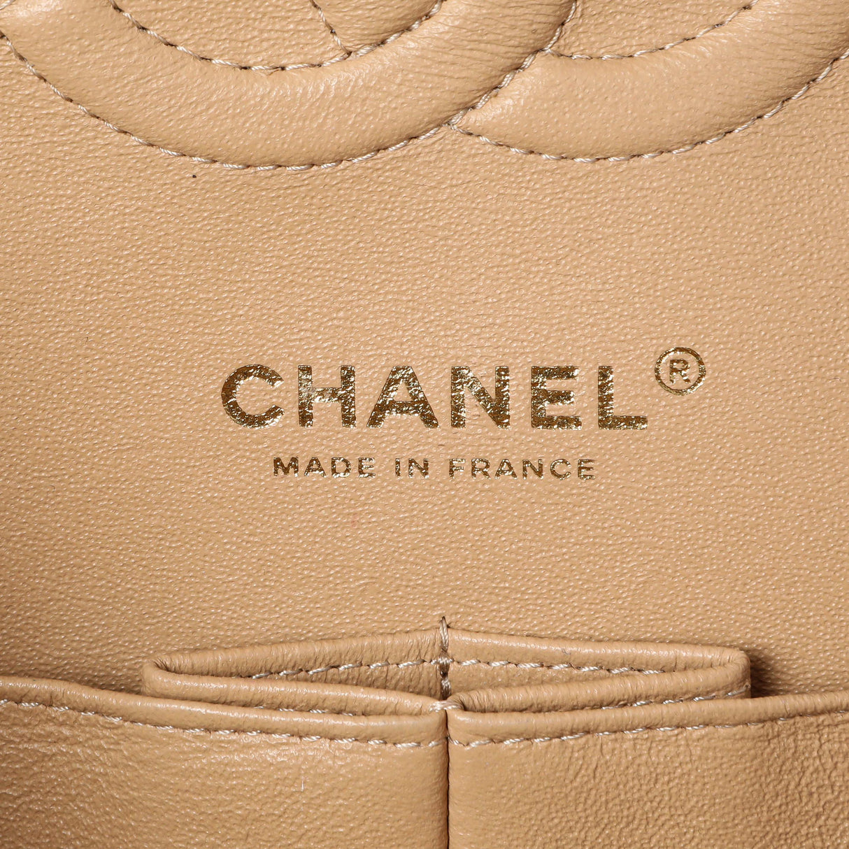 Chanel Beige Quilted Caviar Medium Double Flap Handbags Chanel
