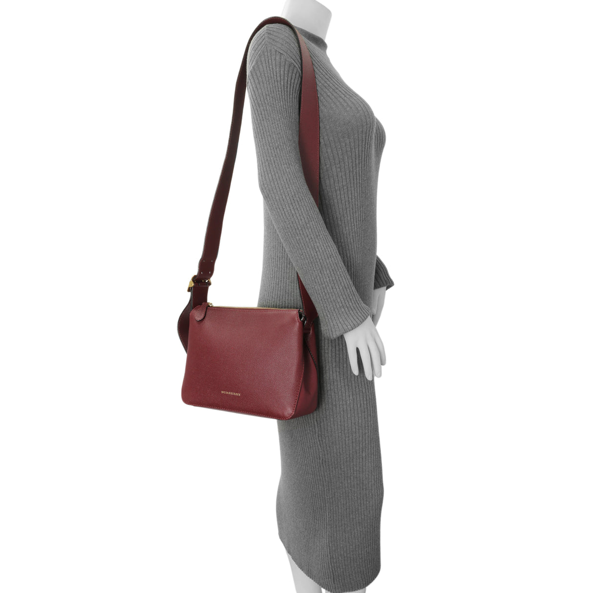 Burberry Burgundy Grained Calfskin Small Helmsley Crossbody Handbags Burberry