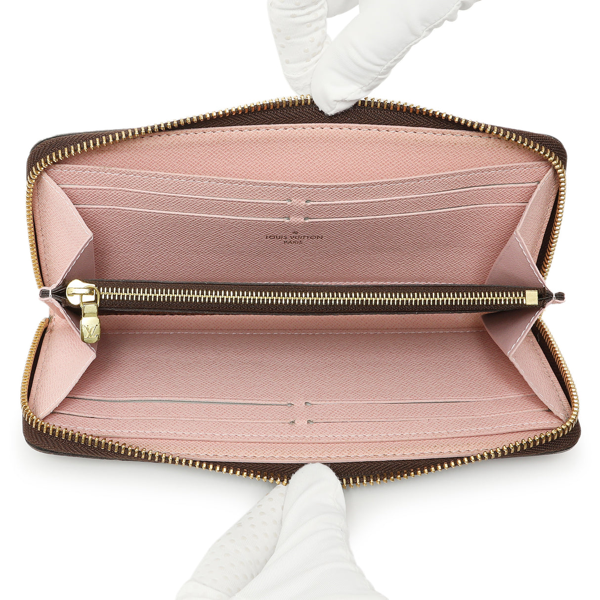 Louis Vuitton Damier Ebene Rose Ballerine Clemence Wallet Accessories Louis Vuitton