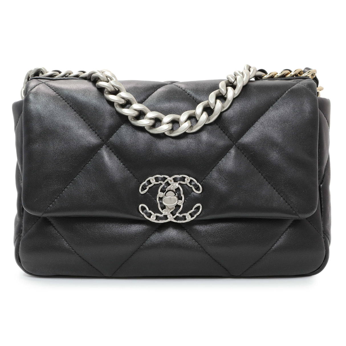Chanel Black Lambskin Quilted Medium Chanel 19 Flap Handbags Chanel