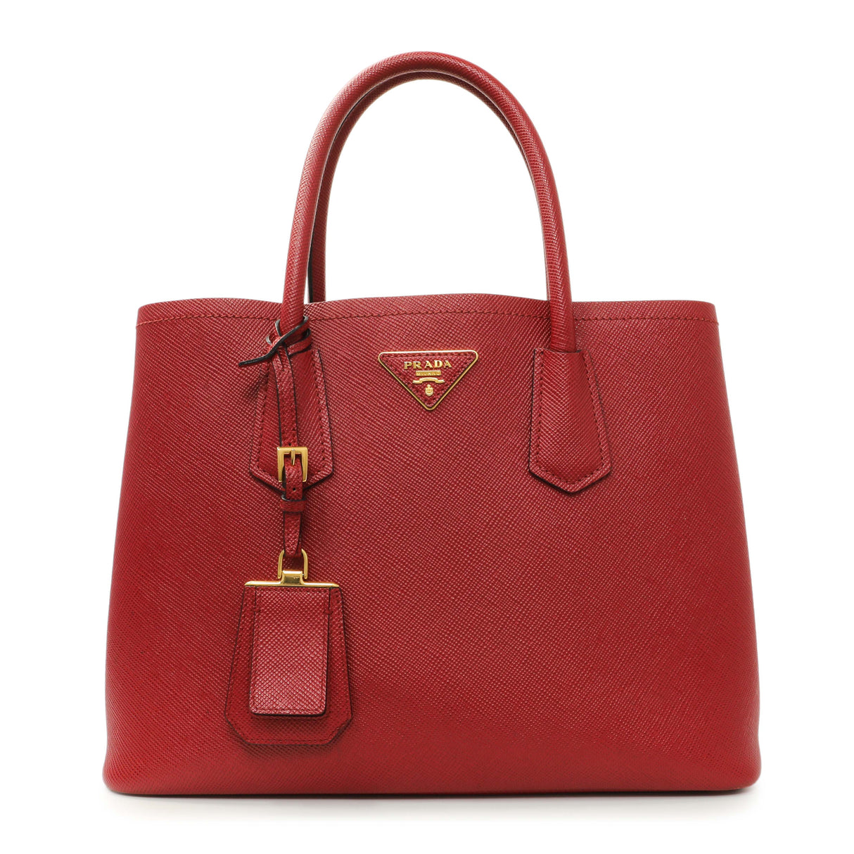 Prada Red Saffiano Medium Double Bag Handbags Prada
