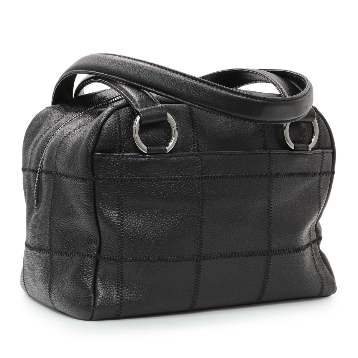 Chanel Vintage Black Caviar Square Quilted Stitched Bowler Bag Handbags Chanel
