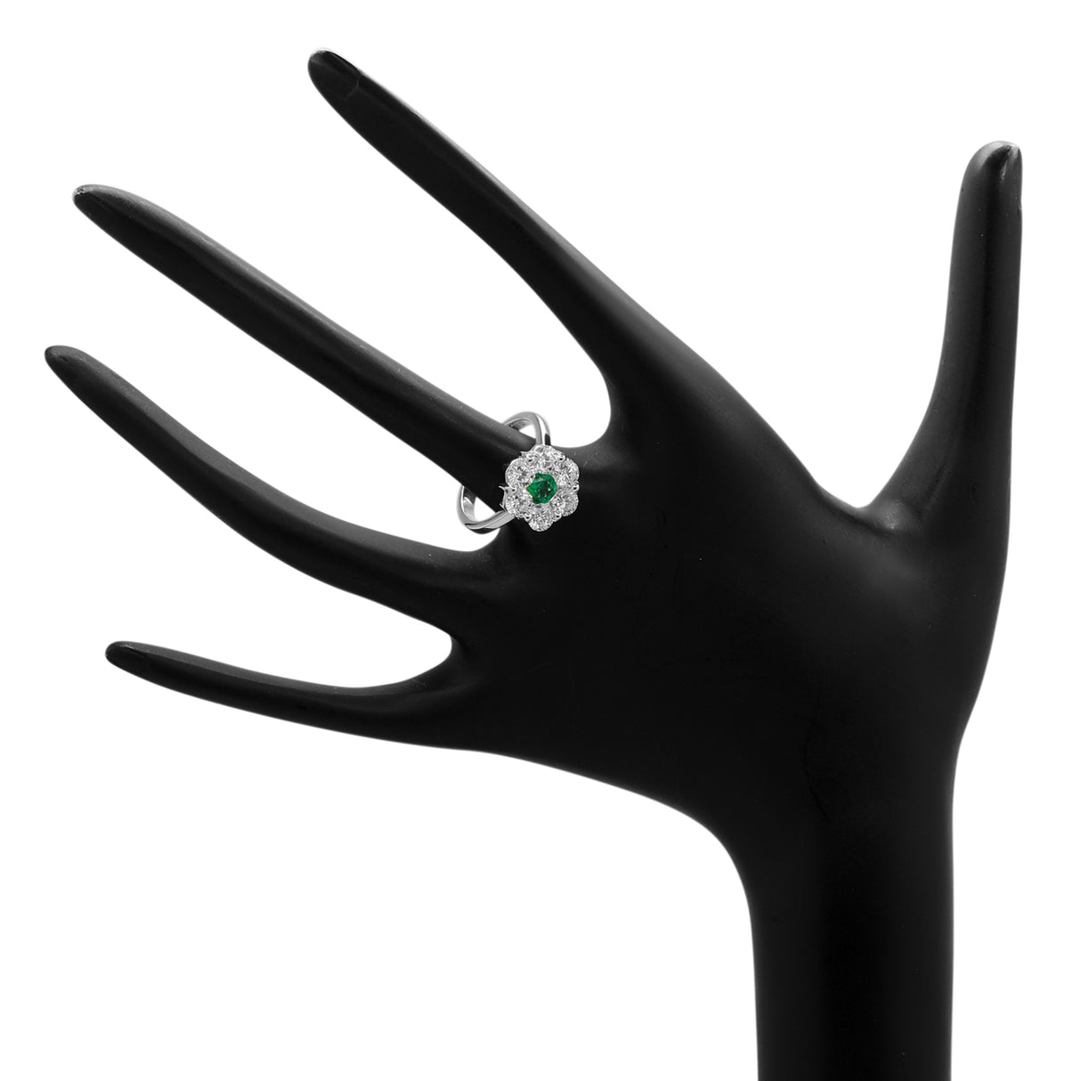 18K White Gold 0.43 Carat Emerald Blossom Diamond Ring Fine Jewellery Modaselle