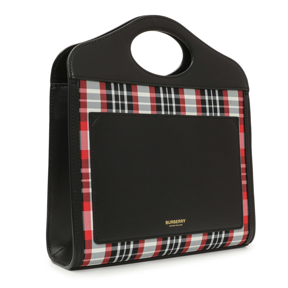 Burberry Black Calfskin Check Canvas Mini Pocket Bag Handbags Burberry