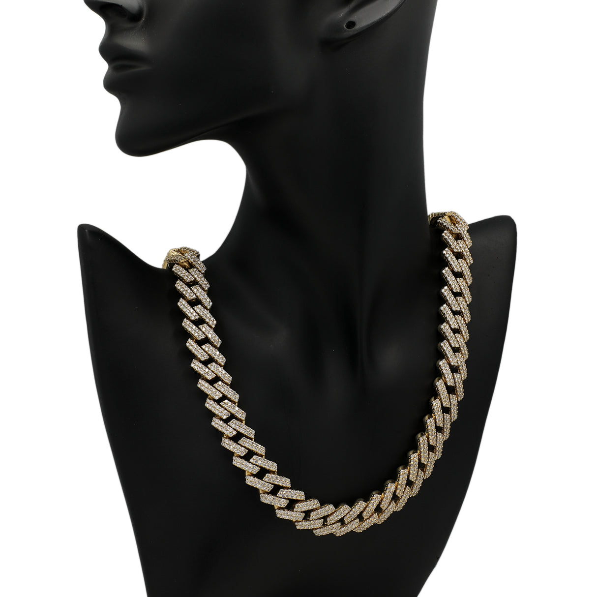 10K Yellow Gold 37.37 Carat Pave Diamond Curb Link Chain Fine Jewellery Modaselle