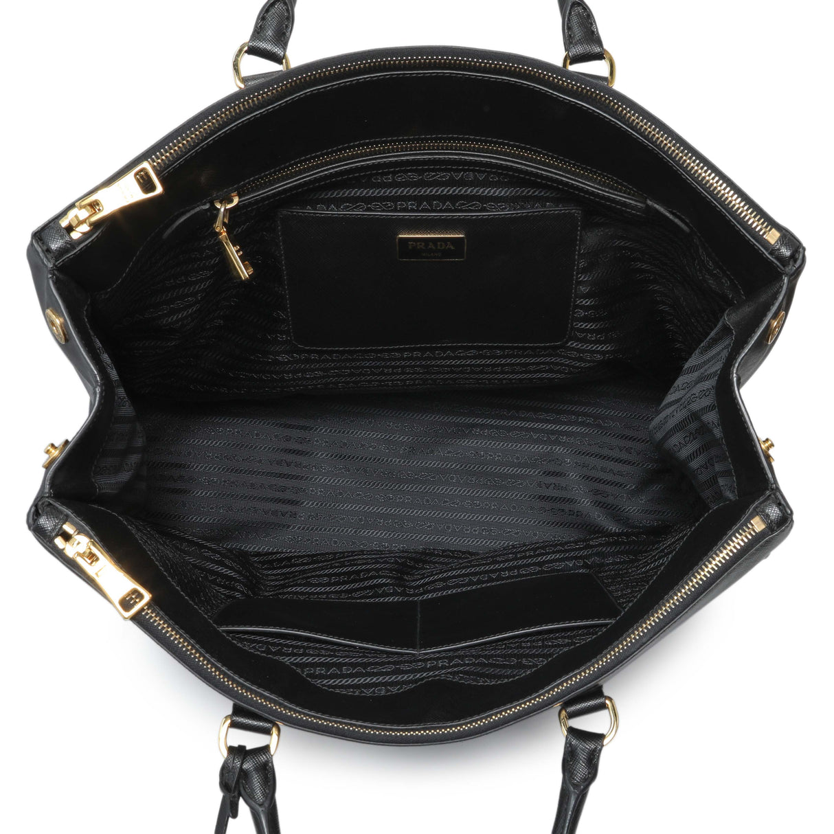 Prada Black Saffiano Large Galleria Double Zip Tote Handbags Prada