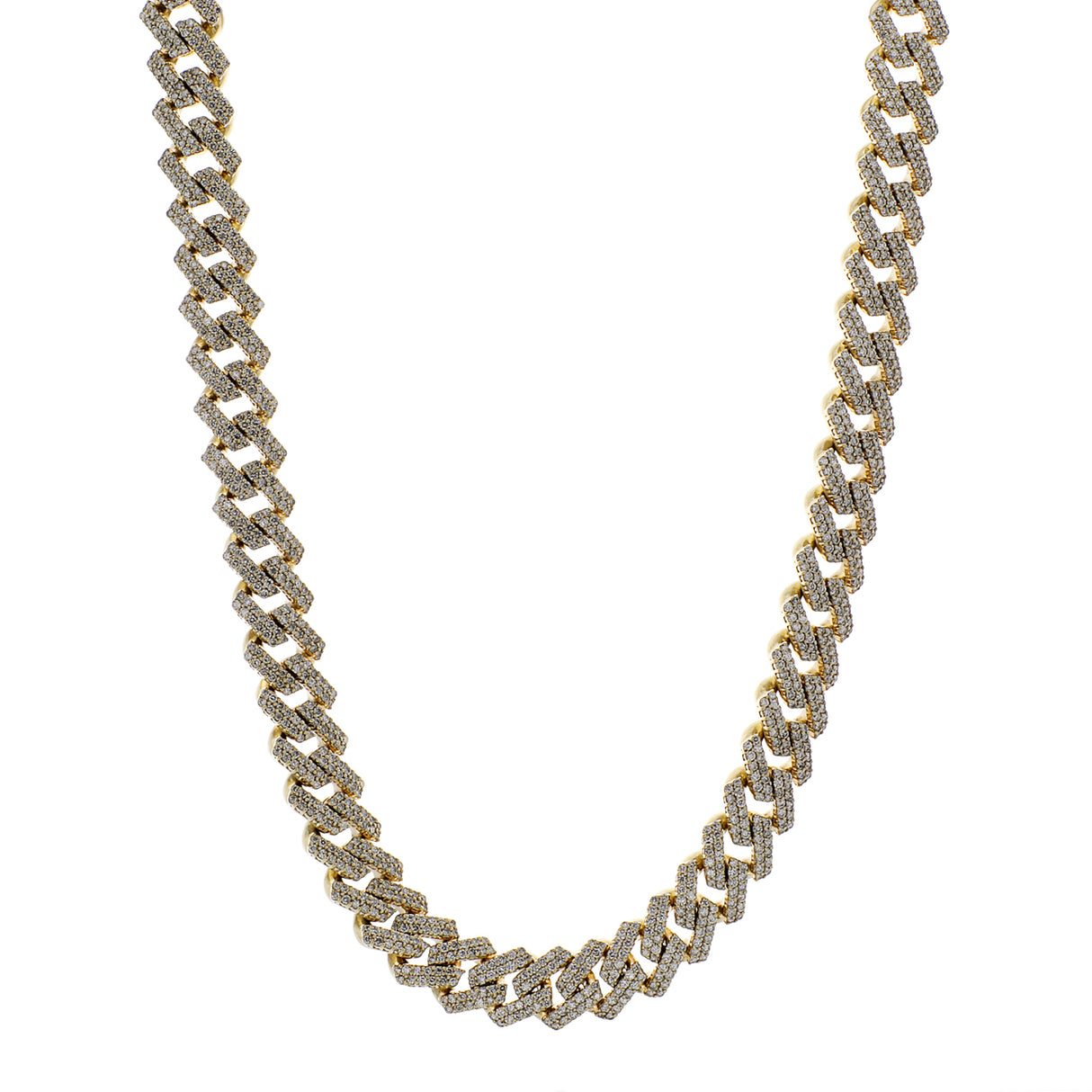 10K Yellow Gold 37.37 Carat Pave Diamond Curb Link Chain Fine Jewellery Modaselle