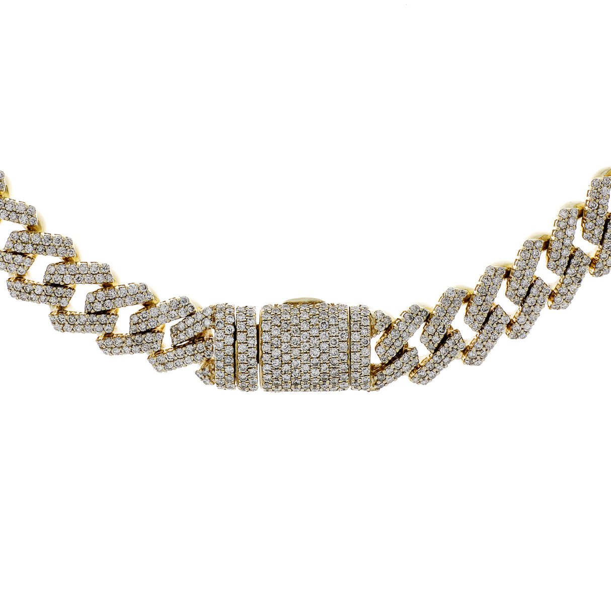 10K Yellow Gold 37.37 Carat Pave Diamond Curb Link Chain Fine Jewellery Modaselle