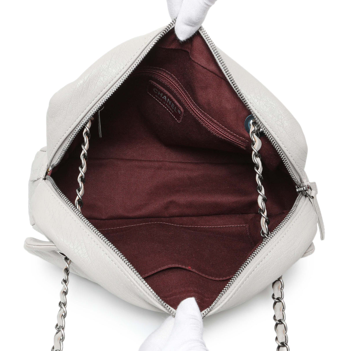 Chanel Grey Quilted Goatskin Chain Shoulder Bag Handbags Chanel
