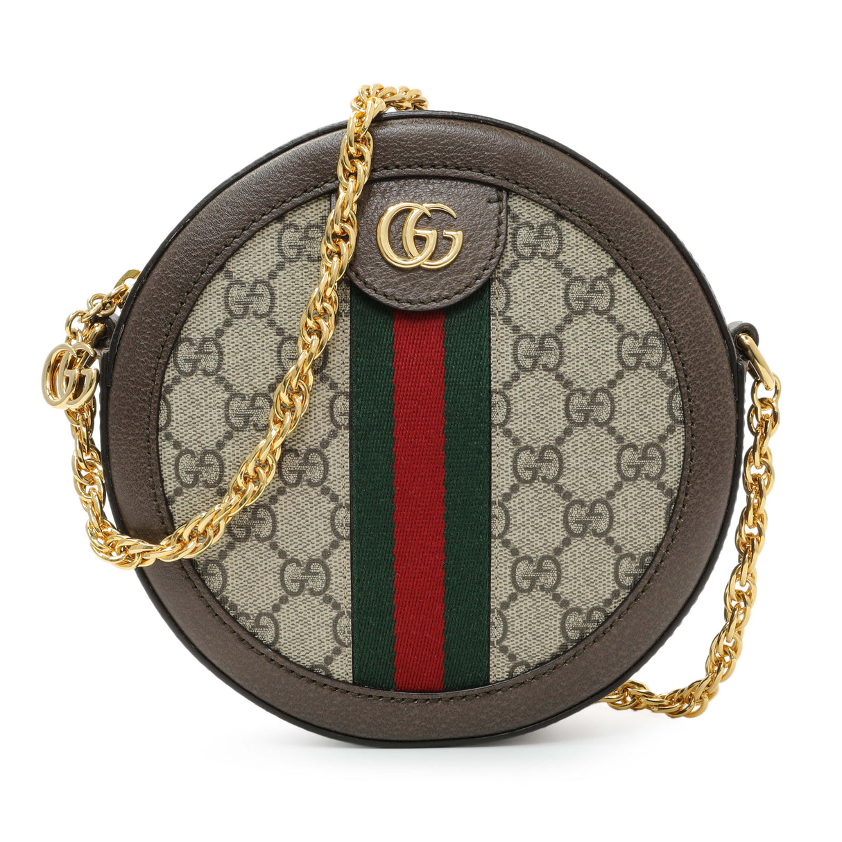 Gucci GG Supreme Monogram Web Mini Ophidia Round Shoulder Bag Handbags Gucci