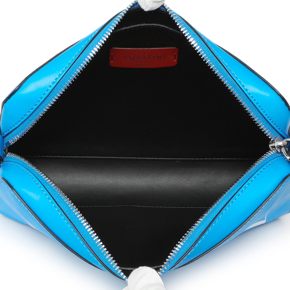 Valentino Blue Calfskin VLTN Print Crossbody Bag Handbags Valentino