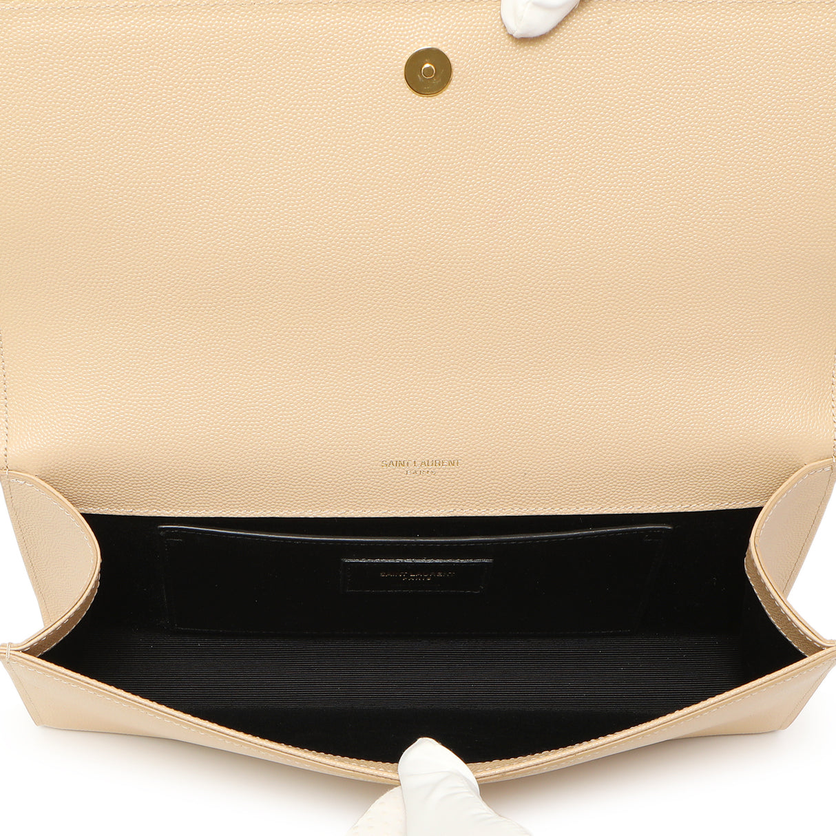 Saint Laurent Beige Grain De Poudre Monogram Cassandre Clutch Handbags Saint Laurent