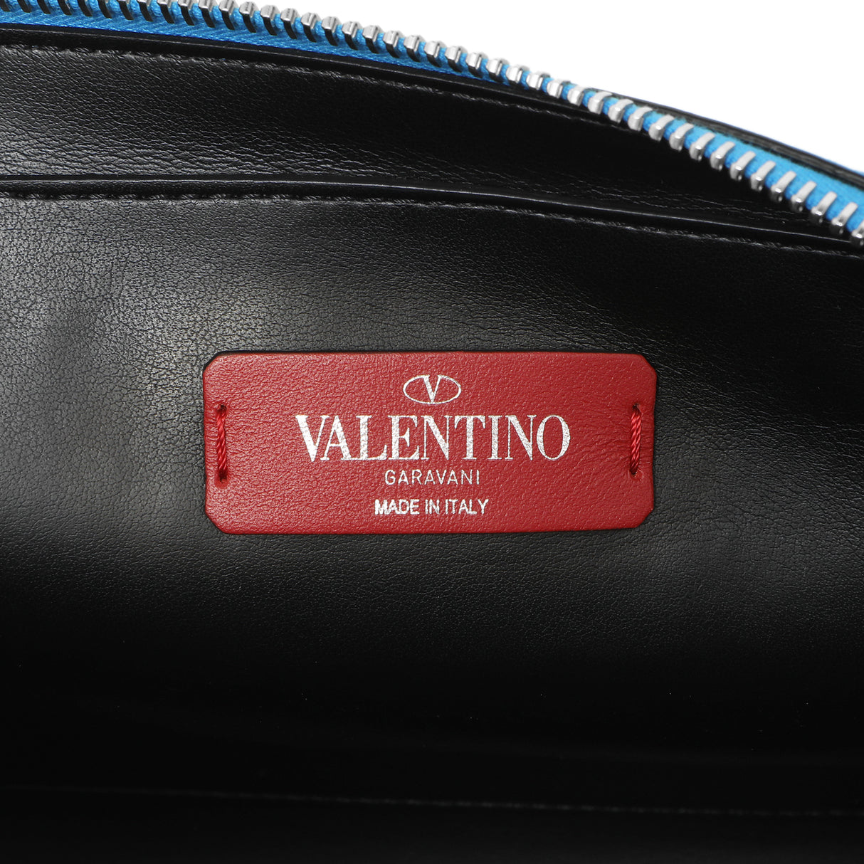 Valentino Blue Calfskin VLTN Print Crossbody Bag Handbags Valentino