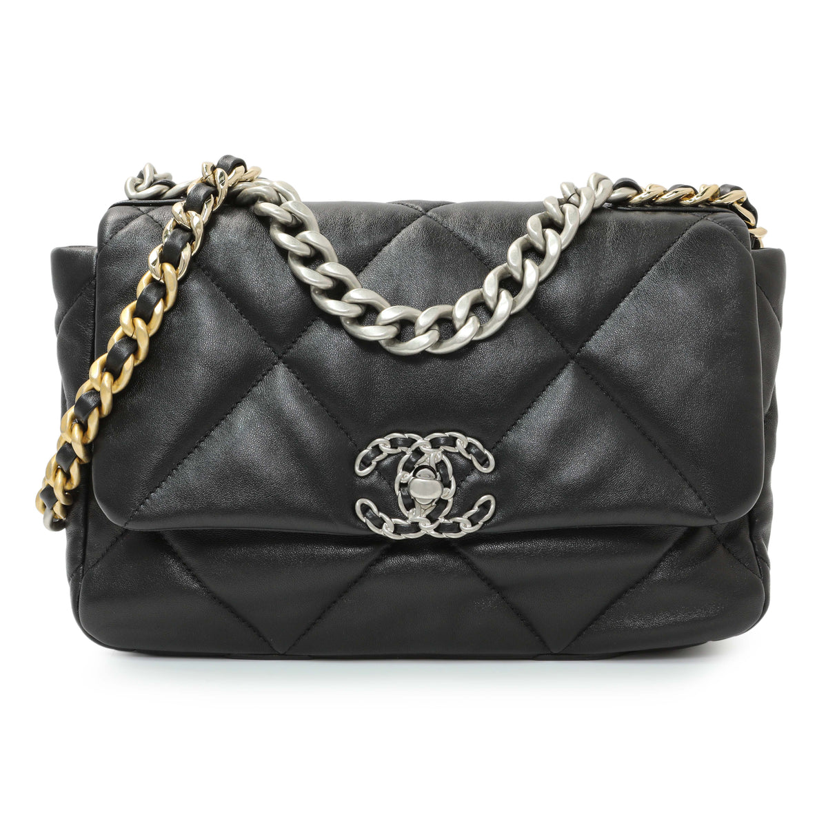 Chanel Black Lambskin Quilted Medium Chanel 19 Flap Handbags Chanel