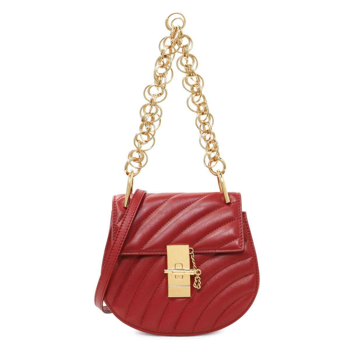 Chloe Red Calfskin Quilted Mini Drew Bijou Shoulder Bag Handbags Chloe
